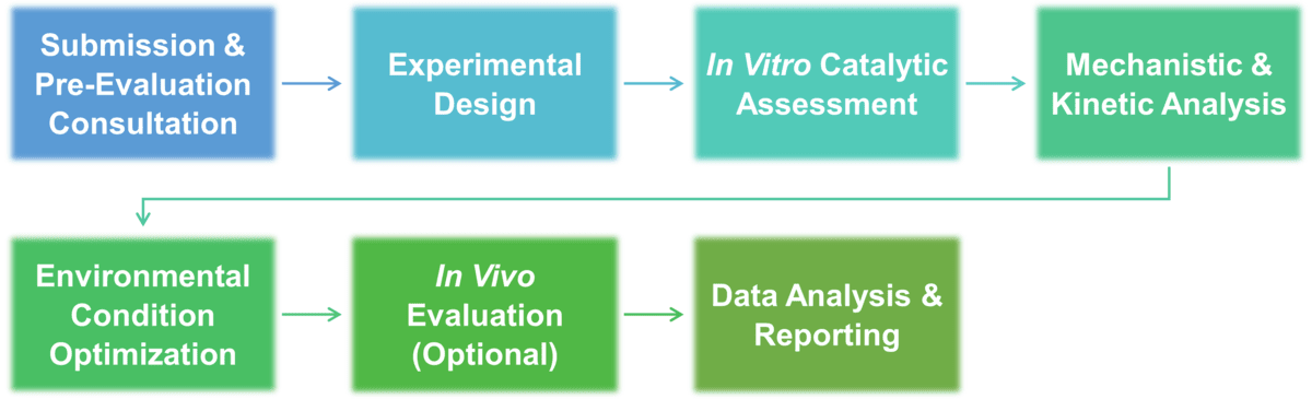 Service workflow for catalytic activity evaluation of abzymes