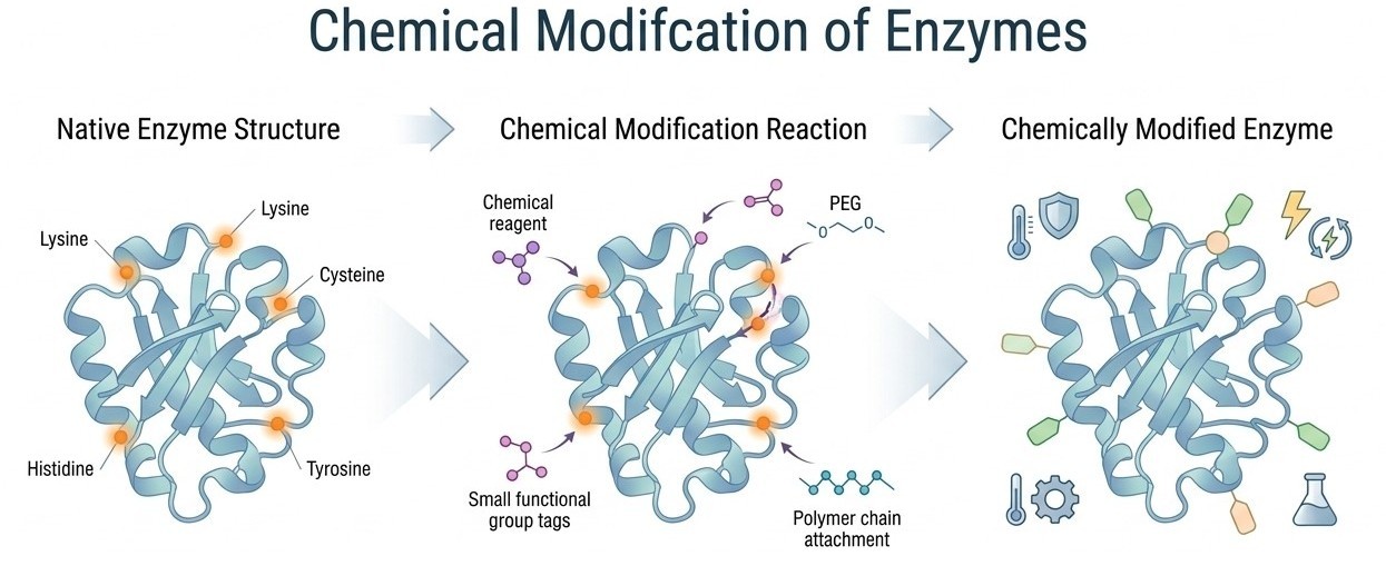 Chemical modification of enzymes
