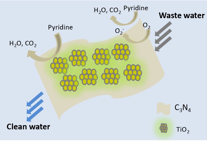 C3N4 / TiO2 nanozymes for the photodegradation of pyridine.